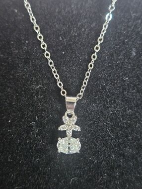 Moissanite Flower Drop Pendant Silver Pendant Necklace